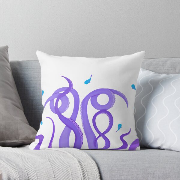 Item preview, Violet tentacles of octopus among turquoise fish designed and sold by Maravilhosa.