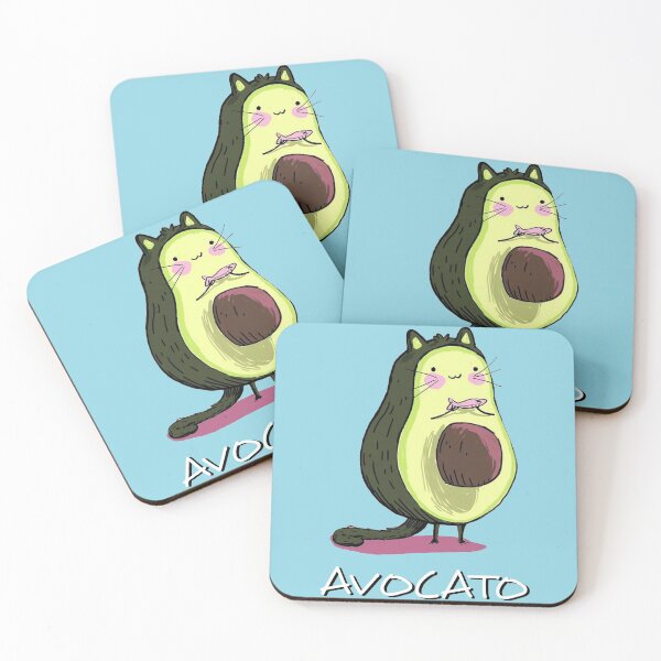 Item preview, Smiley avocado-cat with a fish designed and sold by MisoraA.