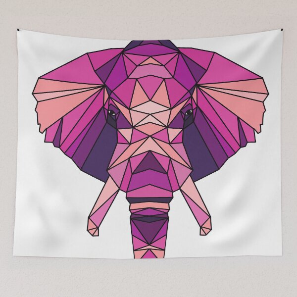 Item preview, Geometric Elephant - Pink - Lilac designed and sold by Geometricshow.