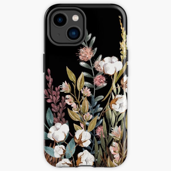 Black Cotton Floral Celestes Studio© iPhone Tough Case