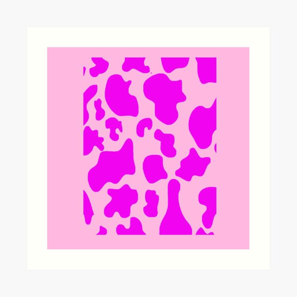 Neon Pink Cow Print Art Print