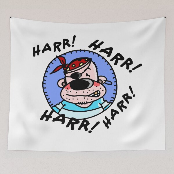 Item preview, Funny pirate with eye patch, headscarf and gold tooth says: HARR! designed and sold by chrisbears.