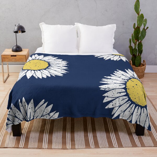 Item preview, Vintage Bold Navy, Gold and White Daisy Blossom Pattern designed and sold by AndreaUDesign.