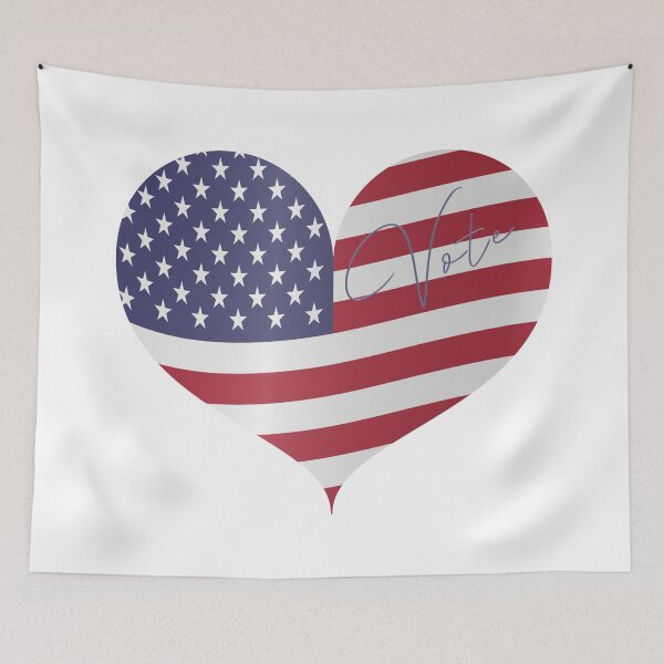 Item preview, Vote text USA American flag 2020 Heart shape 2021 designed and sold by aloresarts.