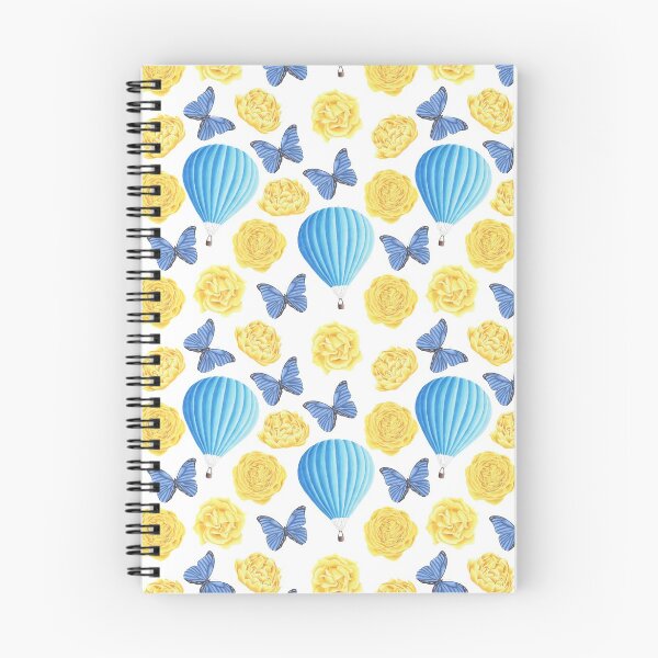 Item preview, Blue Hot Air Balloons, Butterflies and Yellow Roses Pattern designed and sold by SamuraiKate.