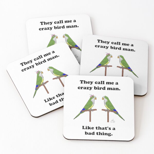 Item preview, Crazy Bird Man with Quaker Parrots designed and sold by Laughing Parrot Studio.
