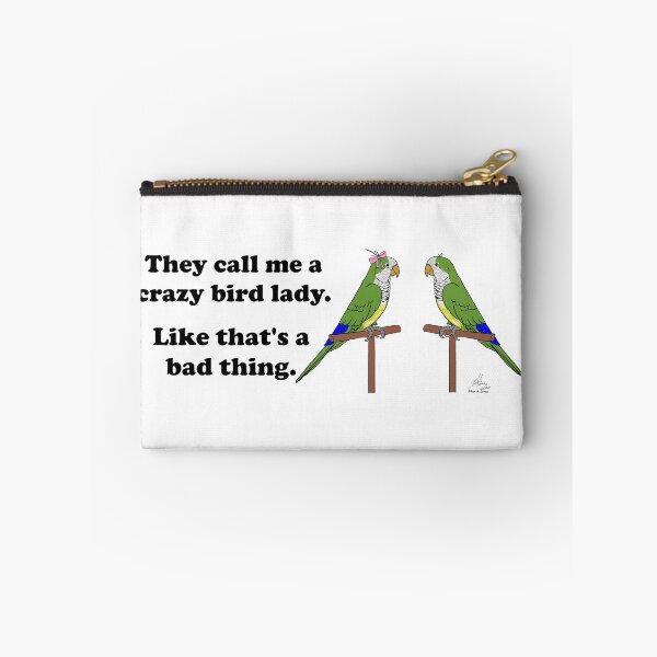 Item preview, Crazy Bird Lady with Quaker Parrots designed and sold by Laughing Parrot Studio.