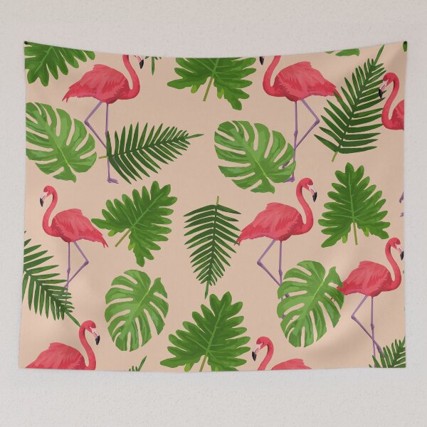 Item preview, Flamingo pattern with tropical leaves.  designed and sold by GulArt.