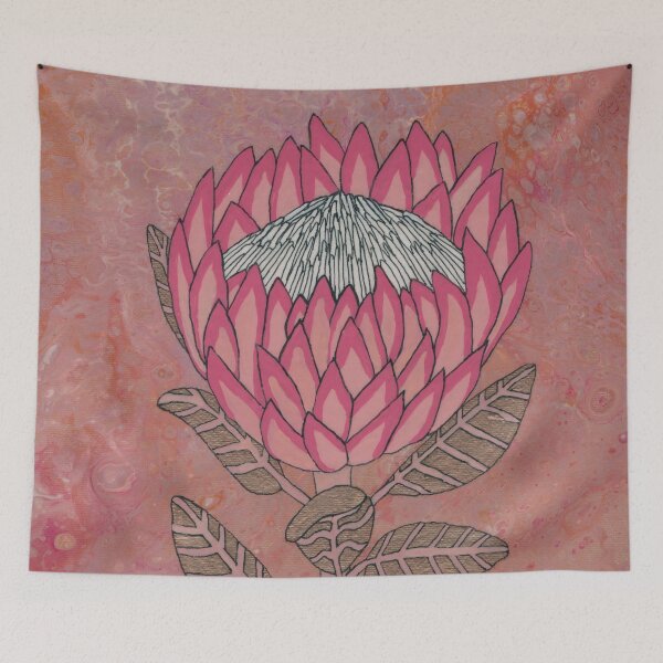 Item preview, Pink King Protea - Tropical Flowers - Acrylic Pour designed and sold by serenityshadows444.