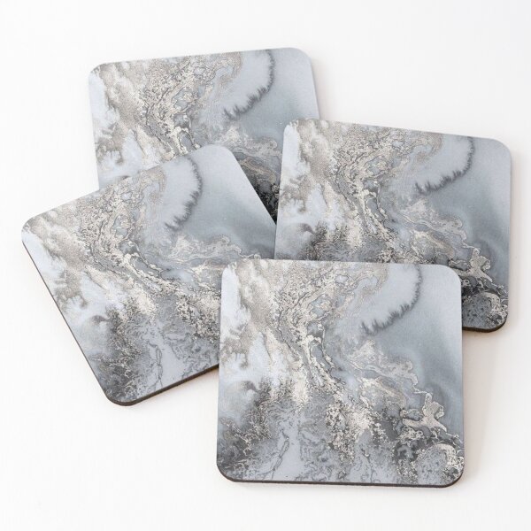 Grey and silver Marble Coasters (Set of 4)