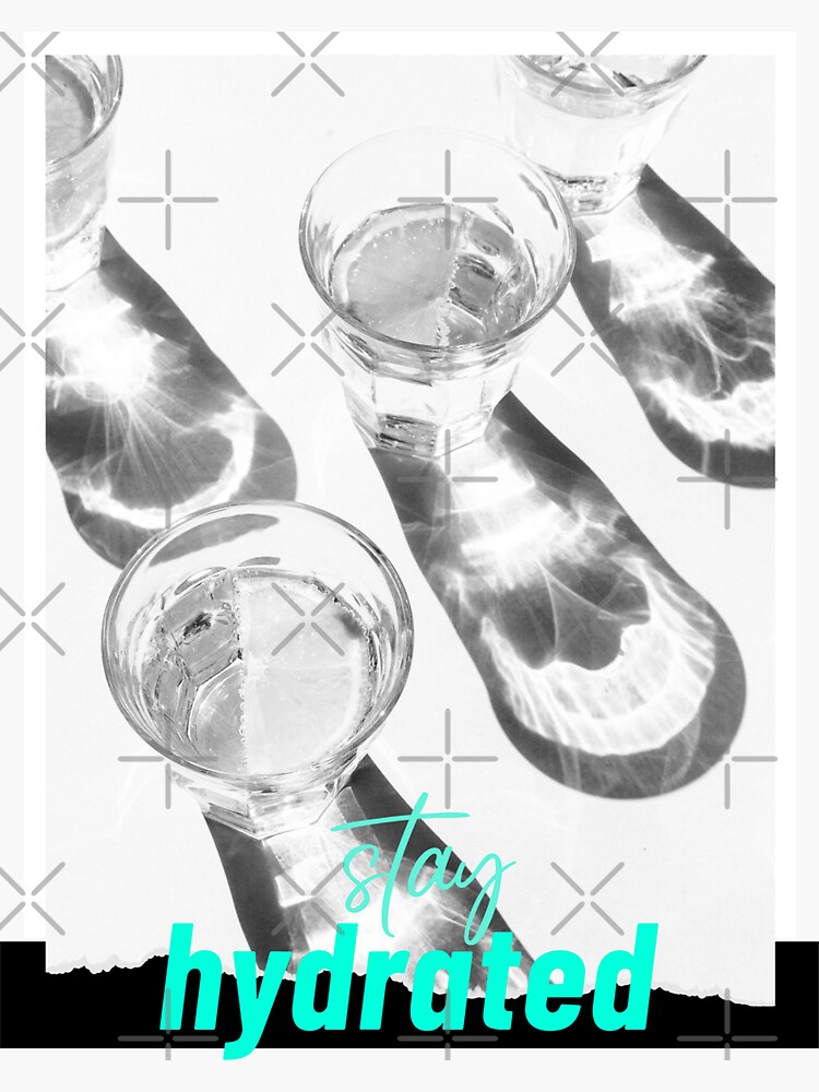 "Stay Hydrated Water Glass" Sticker by SobaWaveStudio Redbubble