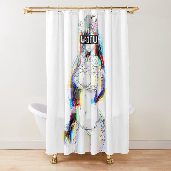 Waifu Anime Neko Cat Girl Shower Curtain
