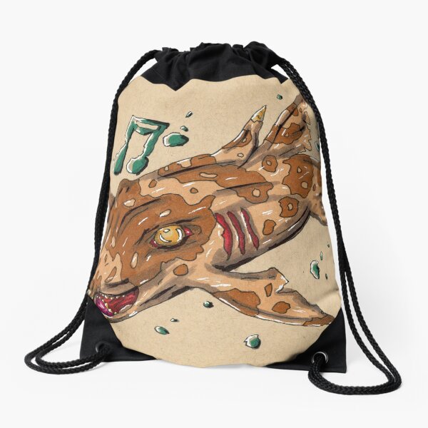 Music Horn Shark Drawstring Bag