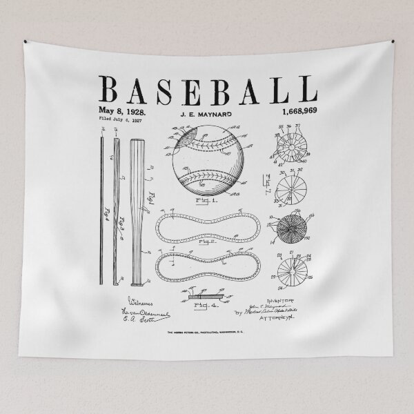 Item preview, Baseball Bat And Ball Old Vintage Patent Drawing Print designed and sold by GrandeDuc.
