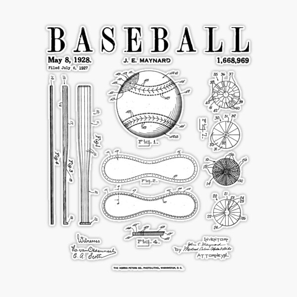 Baseball Patent Vintage Louisville Slugger Bat Wall Art 