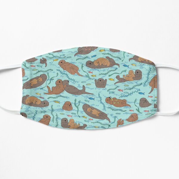 Sea Otters - cute animal pattern by Cecca Designs Mask