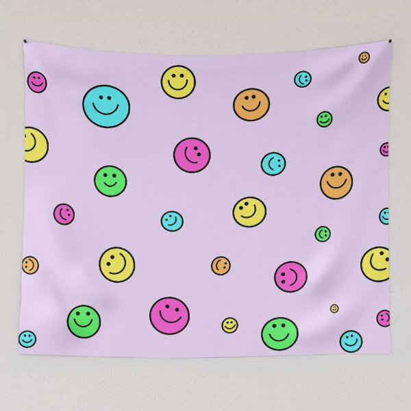 Item preview, neon smiley faces with purple background  designed and sold by KaylaH22.
