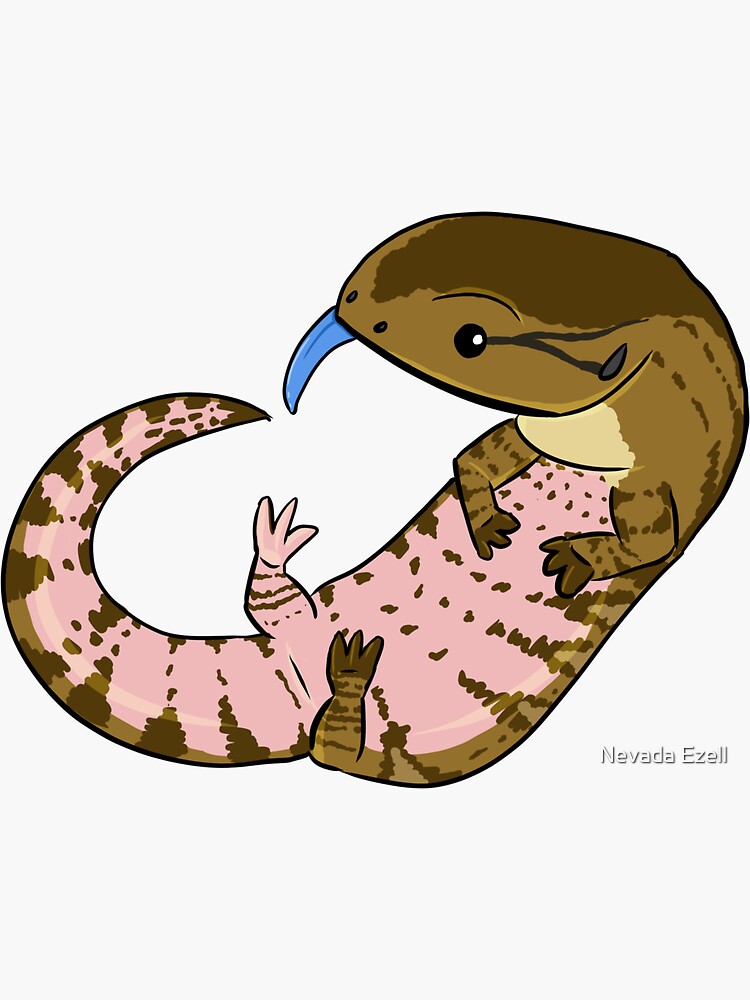 Thumbnail 3 of 3, Sticker, Pink belly blue tongue skink! designed and sold by Immadinoartist.