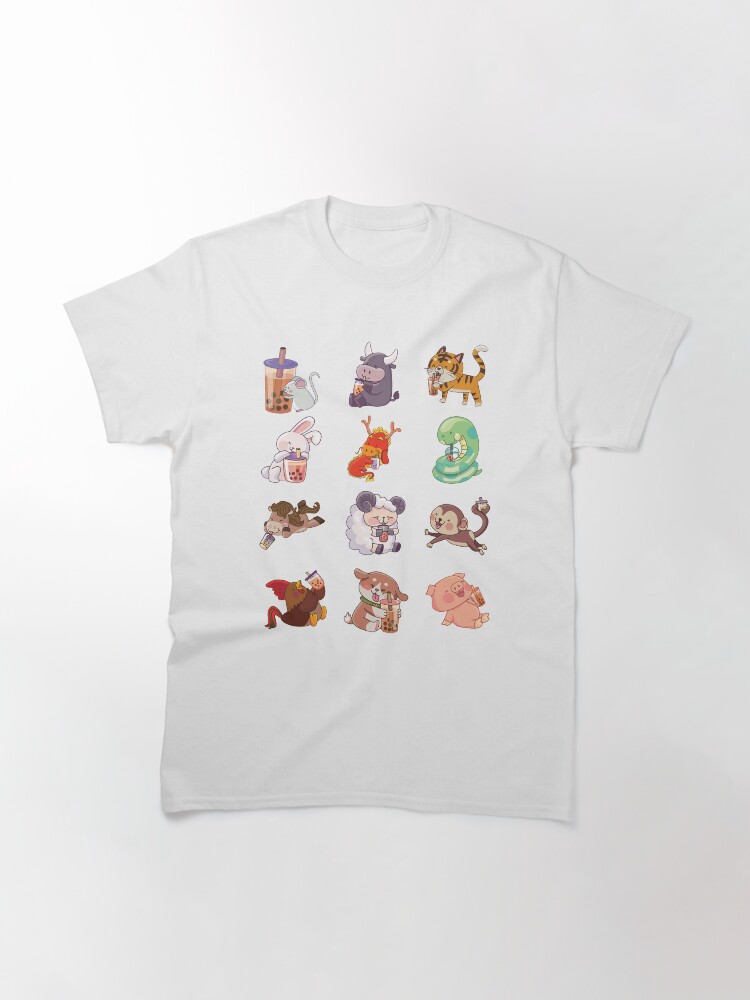 Alternate view of 12 Chinese Zodiacs sipping Boba Classic T-Shirt