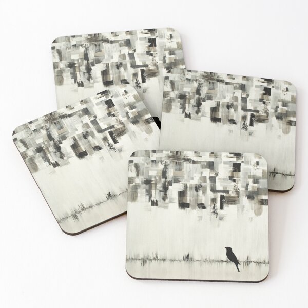 Item preview, Black White Contemporary Abstract Bird, Grunge Cityscape, Urban Contemporary, Distressed abstract black and white,  designed and sold by AbstractAcacia.