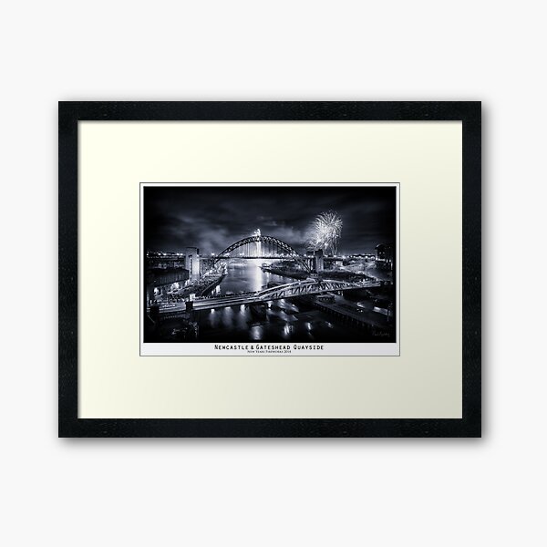 New Years Fireworks at the Newcastle & Gateshead Quayside, 2014 - Framed Art Print