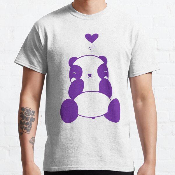 Cute Purple Panda With Heart Classic T-Shirt