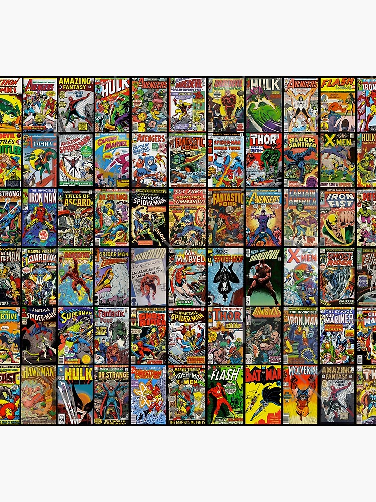 Vintage Superhero Comic Book Collection Pattern Face Mask by ScottSherwood