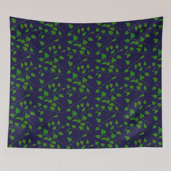 Item preview, Birch Tree Leaf and Stem Forest Pattern (on black) designed and sold by Davey's Designs.