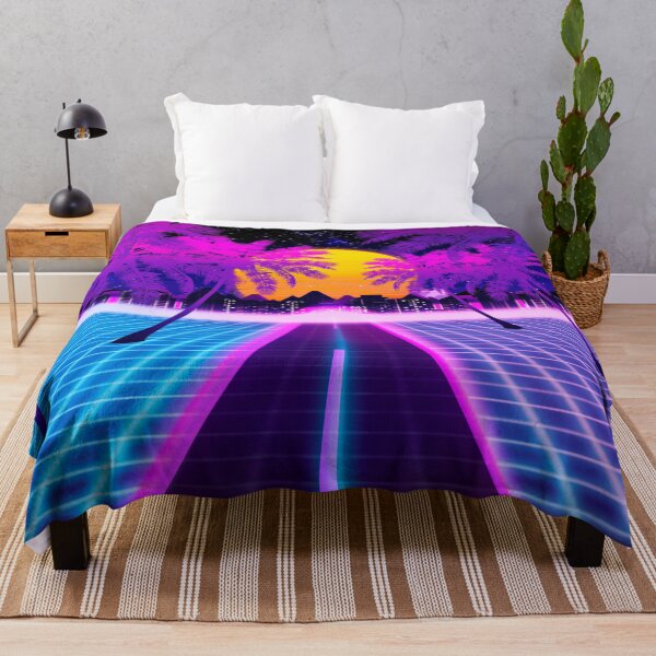 Vaporwave Night Cityscape Hooded Blanket • Cyber City Blanket • offers Vaporwave Aesthetic Blanket • Vaporwave Bedding • Retro Blanket