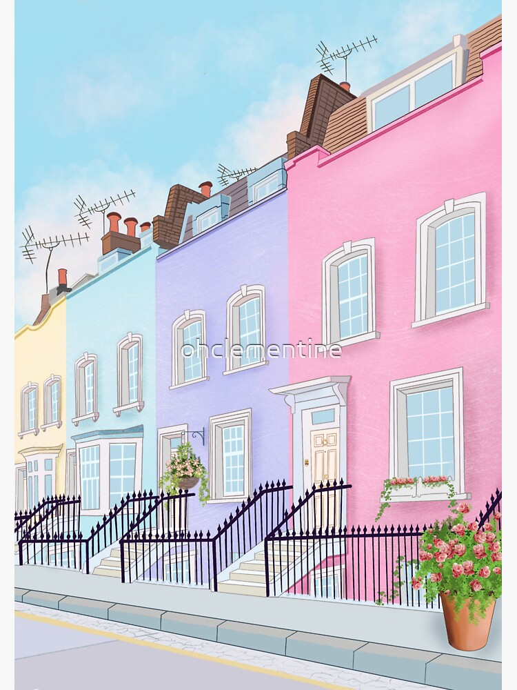 "Chelsea, London Pastel Houses" Sticker for Sale by ohclementine