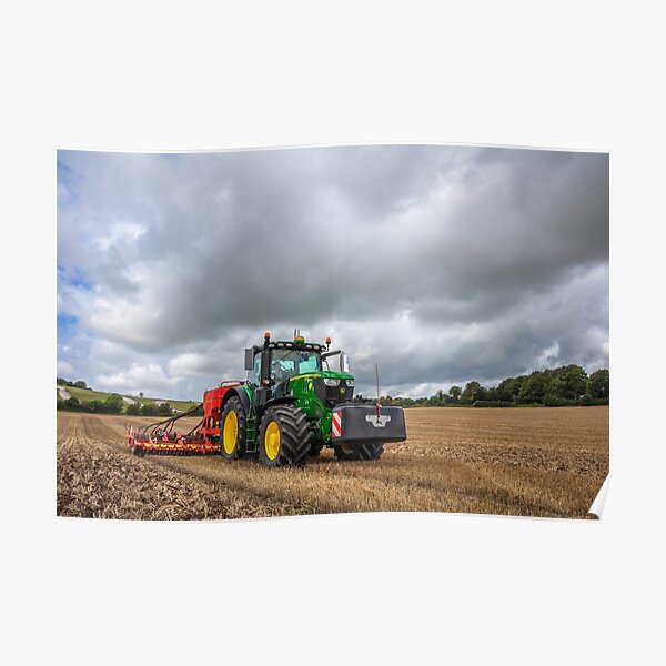 John Deere with Vaderstad Drill Poster