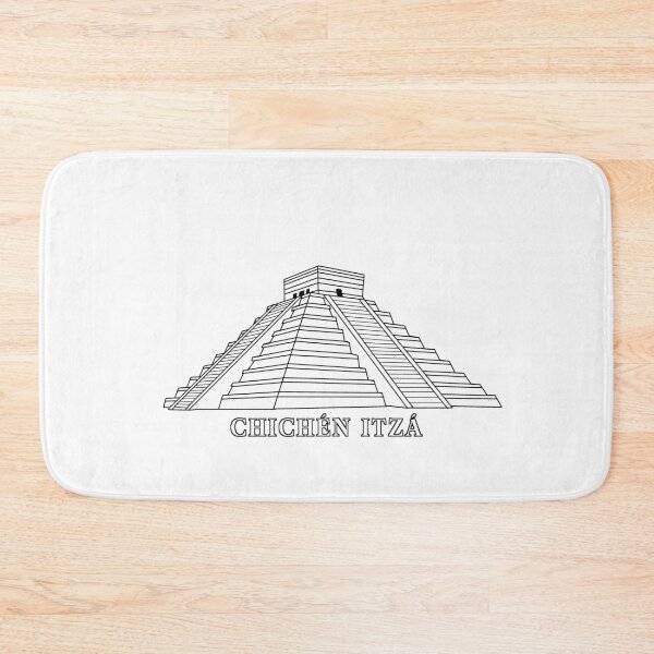 Item preview, Black and White Chichén Itzá in Yucatán Mexico Sketch Outline Drawing designed and sold by 420igor.