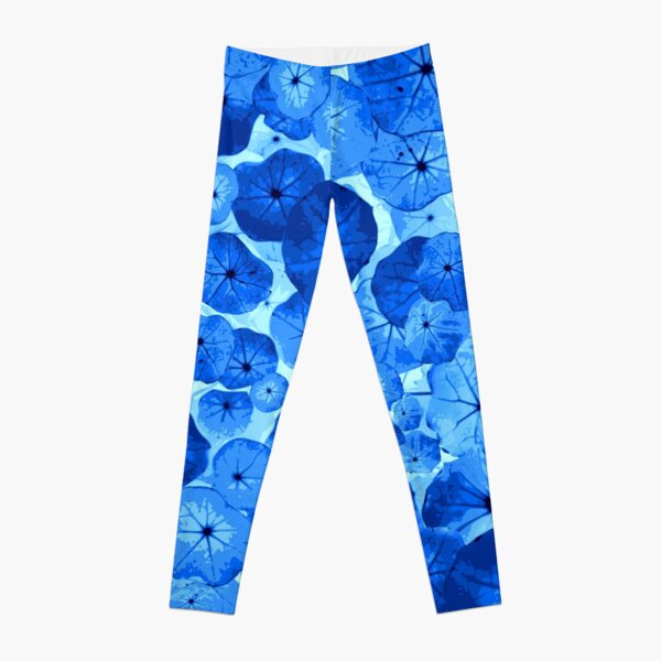 Dainty Little Plants All-Over Pattern in Cool Blue Monotone Leggings