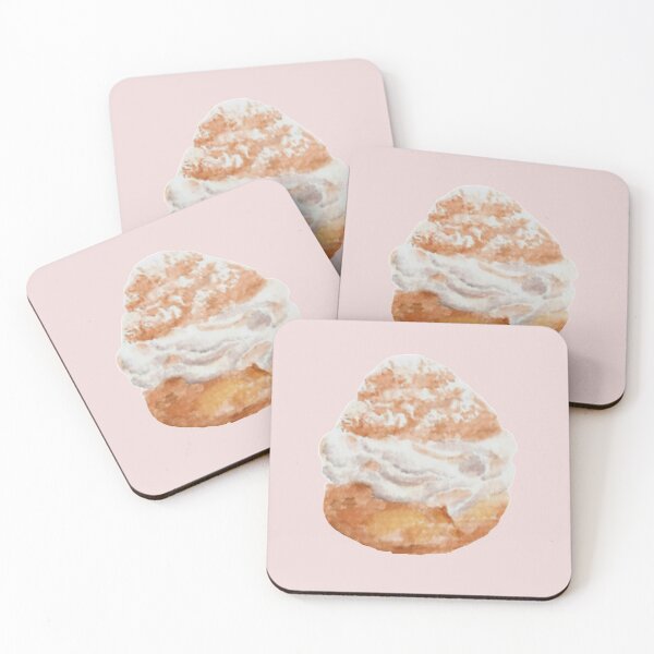Item preview, Cream puff watercolour illustration (Pink background) designed and sold by tifft.