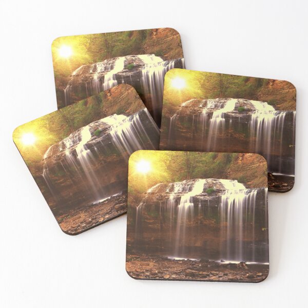 Item preview, Cascade Falls Osceola Wisconsin Minnesota Boarder Beautiful Waterfall Image With Bright Sun in Background Slow Shutter Speed Image Fine Art Photo Photography Print Landscape Print designed and sold by fineartprints1.