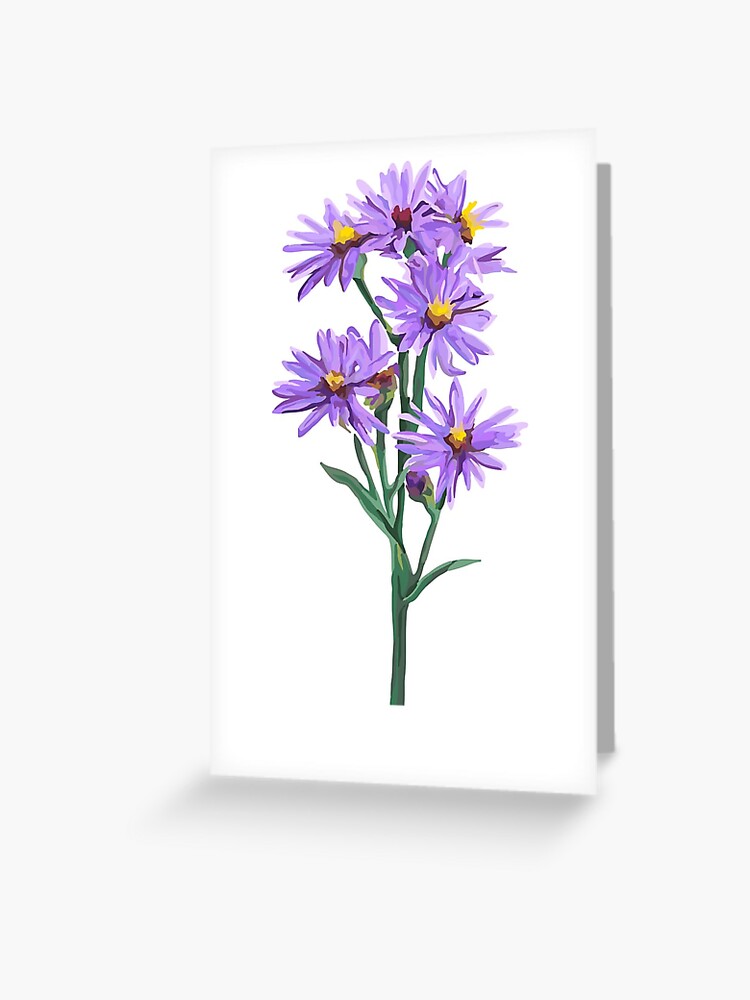 Birth Flower of September Women's Birthday Card Unique Aster