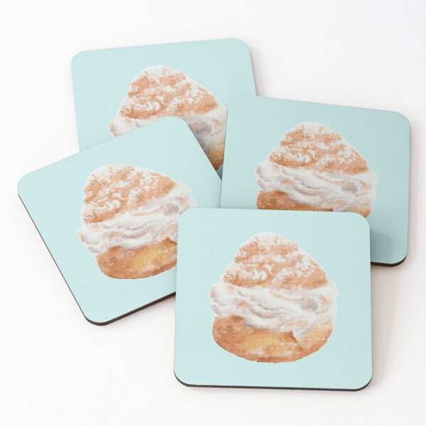 Item preview, Cream puff watercolour illustration (blue colour background) designed and sold by tifft.