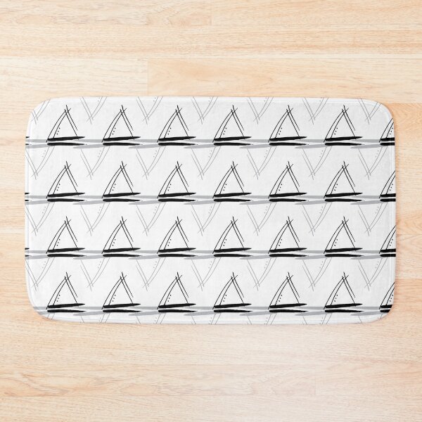 Item preview, Doodle saillboat, triangles black and white stripes designed and sold by Meg M Studio.