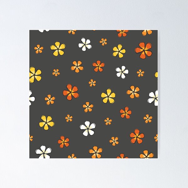 Artikelvorschau, Kritzeln Sie orange und gelbe Hibiskusblumen auf grauem Hintergrund entworfen und verkauft von Meg M Studio.