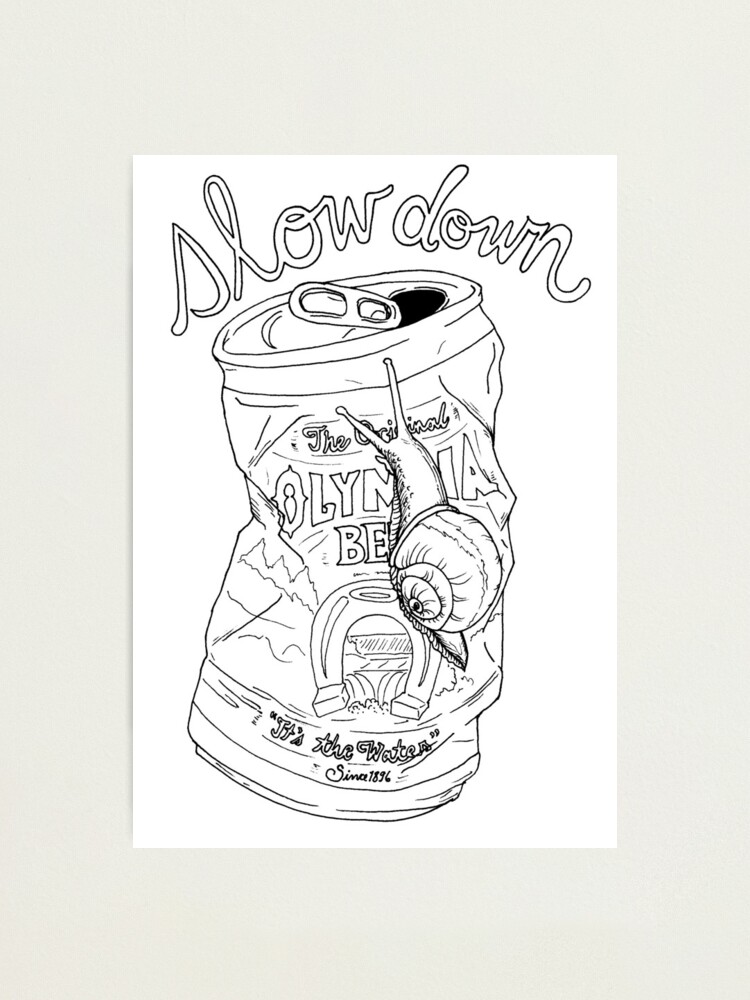 Alternate view of slow down snail | olympia beer can Photographic Print
