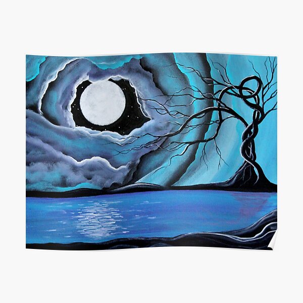 Surreal Landscape - by Angieclementine tree landscape moon Poster