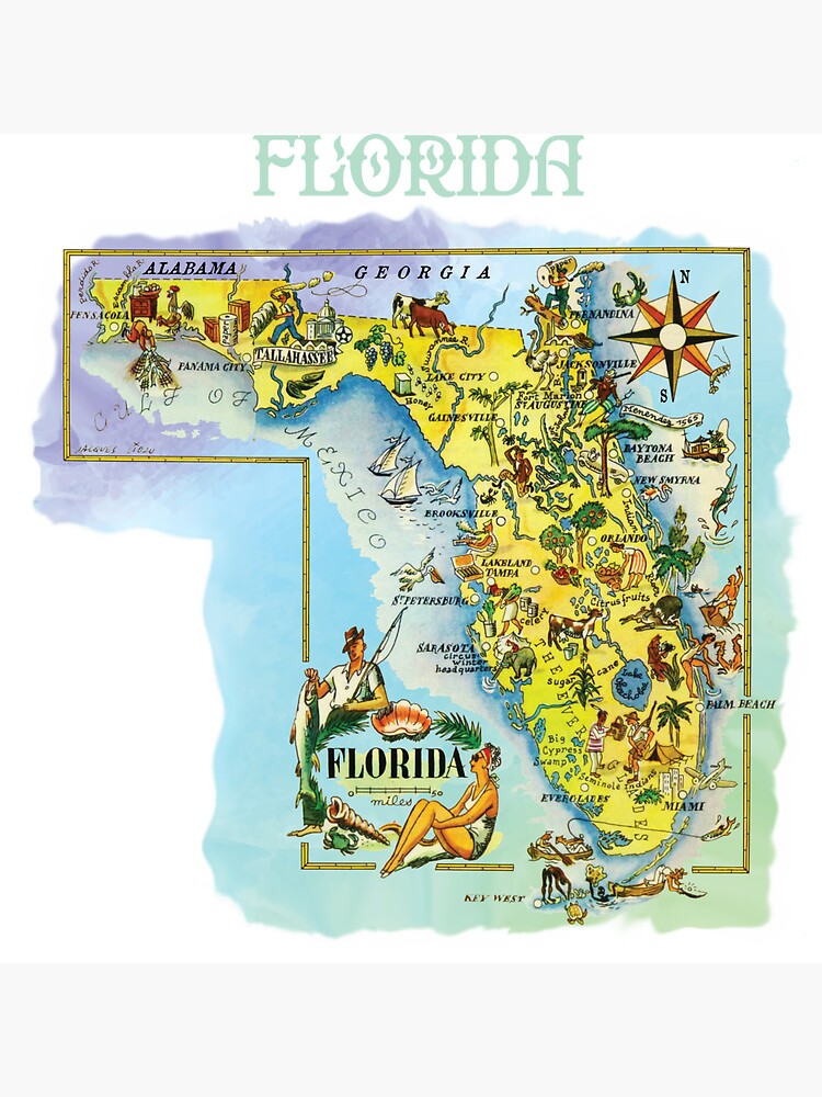 Florida Mappa Dello Stato E Punti Di Riferimento Frigorifero Collage - Foto 2