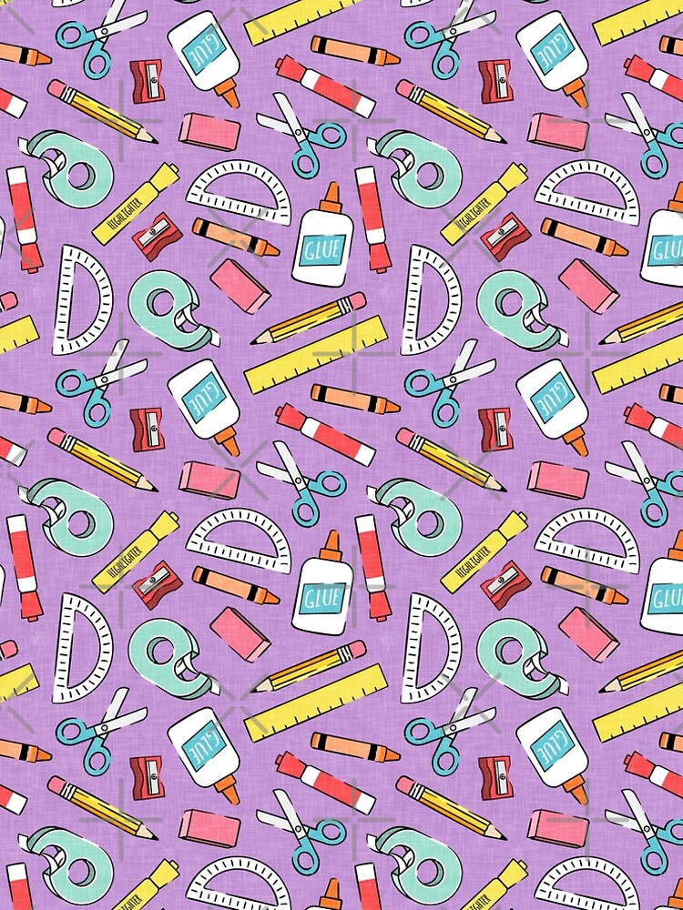 school supplies - back to school - teacher - purple by littlearrow