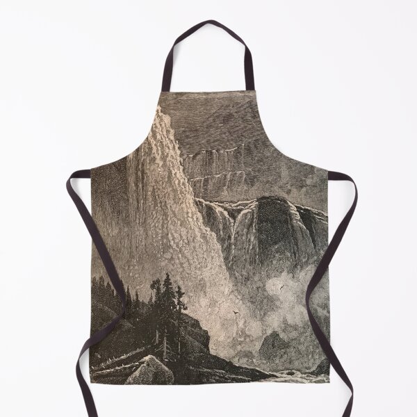 Item preview, Skjeggedal, Norway waterfall illustration in black and white, 1800s, historical nature designed and sold by djrunnels.