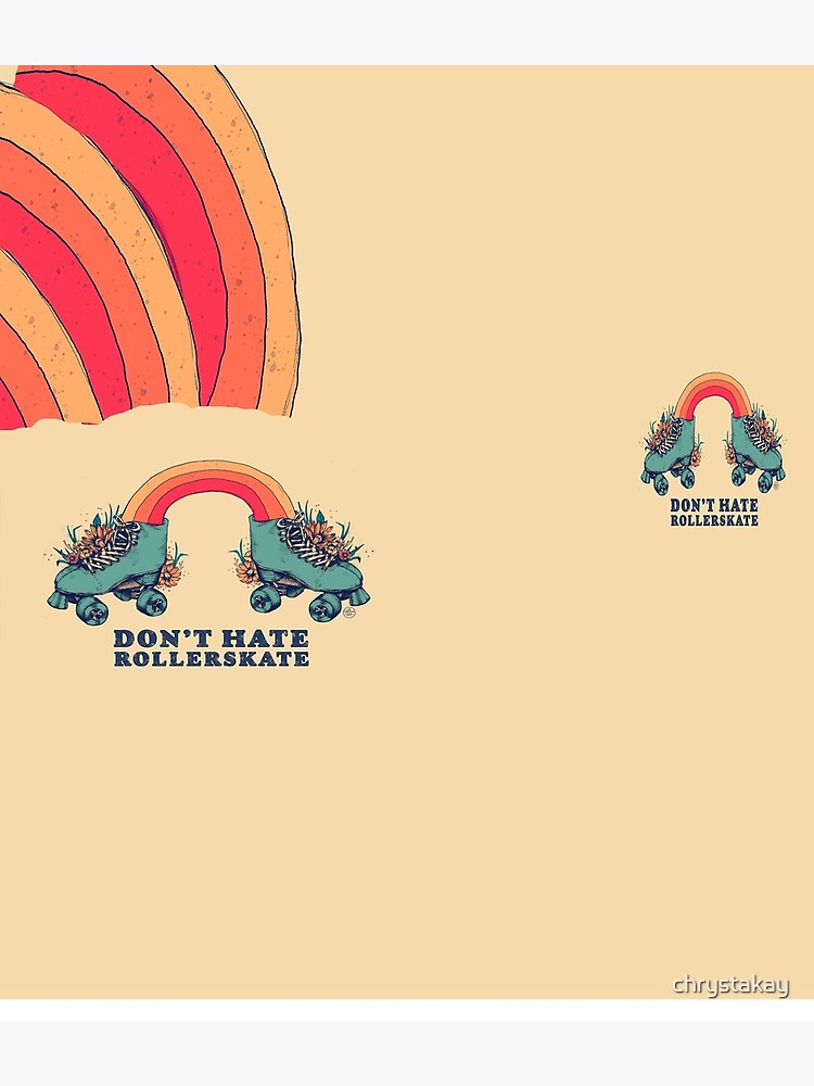 Don't Hate Rollerskate - Retro 70s Illustration - Color Variation 1 by chrystakay