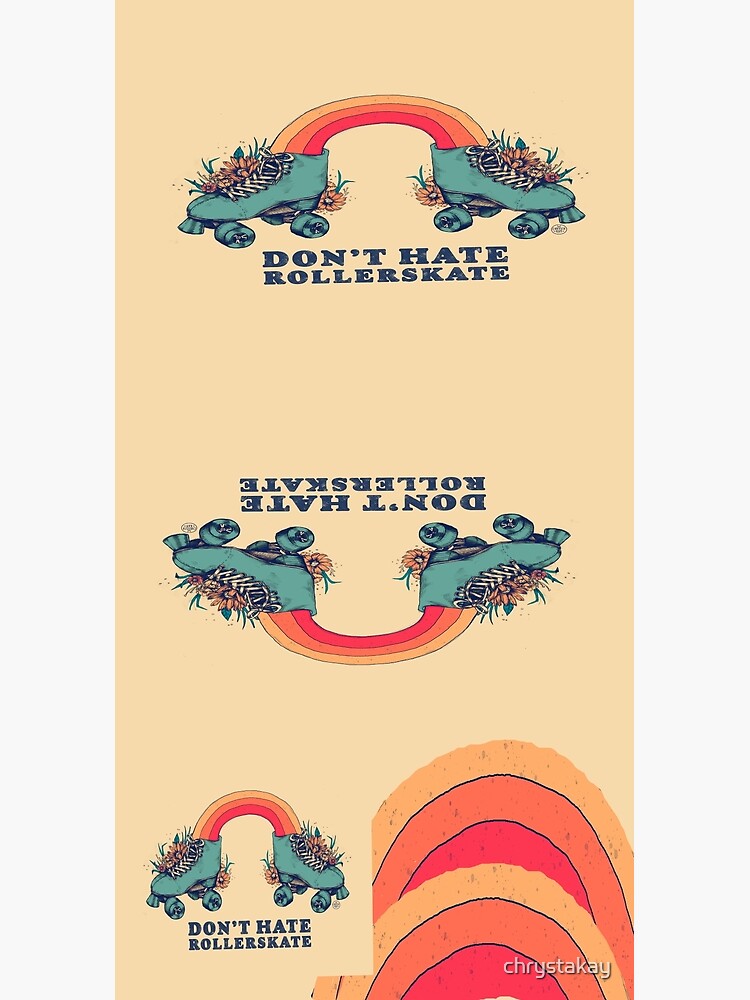 Don't Hate Rollerskate - Retro 70s Illustration - Color Variation 1 by chrystakay