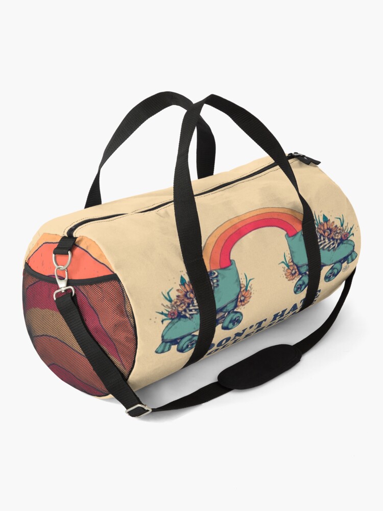 Alternate view of Don't Hate Rollerskate - Retro 70s Illustration - Color Variation 1 Duffle Bag