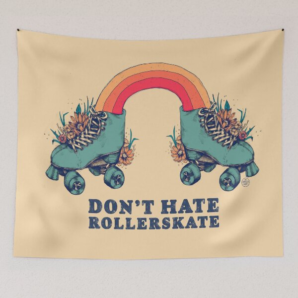 Item preview, Don't Hate Rollerskate - Retro 70s Illustration - Color Variation 1 designed and sold by chrystakay.