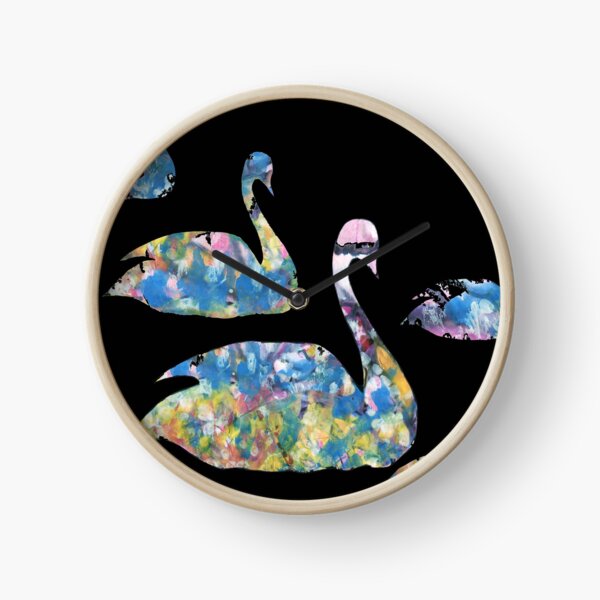 Watercolor swans Clock
