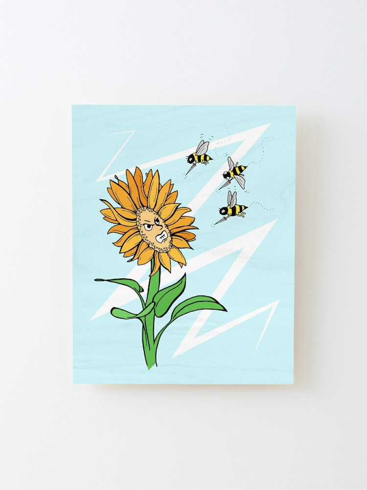 Alternate view of Bees Attacking Sunflower Mounted Print